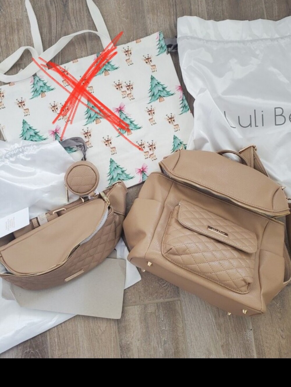 Luli Bebe Petit Diaper Bag And Sling/fanny Pack Bundle Latte Br